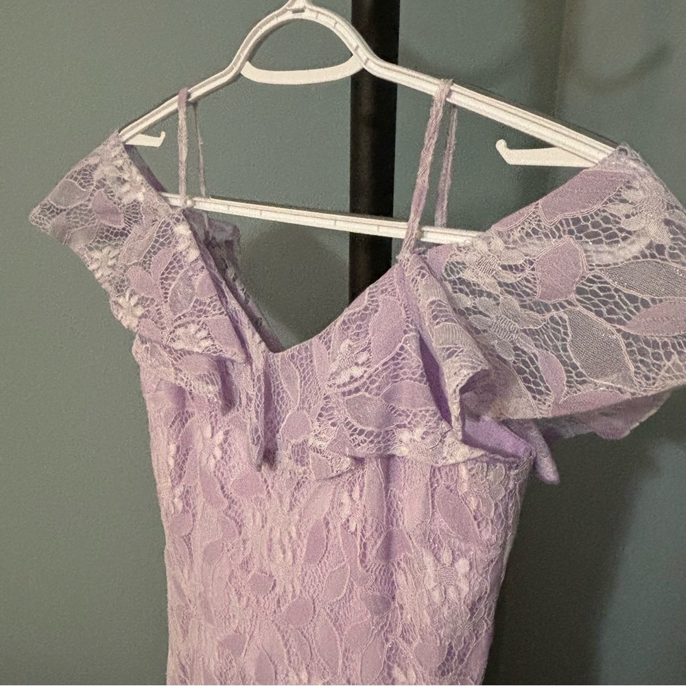 Lacey Lavender Homecoming Dress.